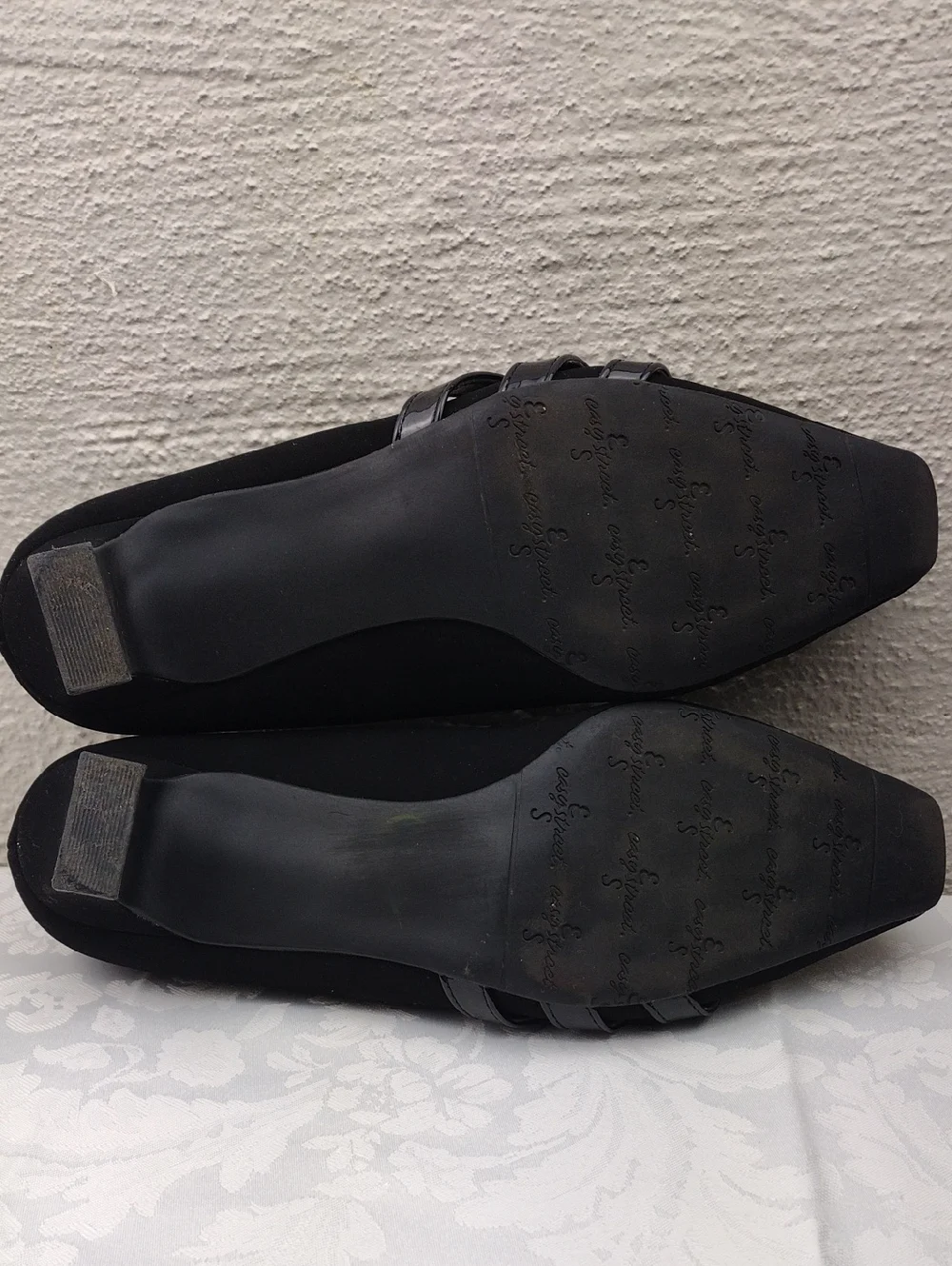 Easy Street Black Quality Man Made Materials Square Toe Block Heel Slip On Pumps